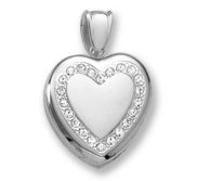 18k Premium Weight White Gold Diamond Heart Wreath Picture Locket