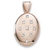 18k Premium Weight Yellow Gold w  Diamonds Oval Locket