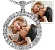 Sterling Silver   CZ Premium Round Photo Pendant