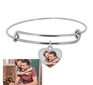 Expandable   Photo Charm Heart Expandable Bracelet