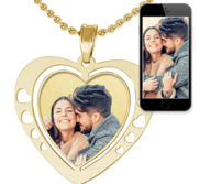 Heart Photo Pendant Charm w  Heart Cut Outs