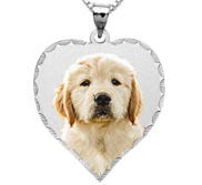 Heart Photo Pendant Charm with Diamond Cut Edge