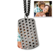 Stainless Steel Brushed Black IP plated with CZ Movable Dog Tag Necklace