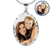 Oval w  Diamond Cut Edge Photo Engraved Pendant