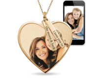 Photo Pendant Heart Necklace w  Personalized Name Tags