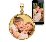 Round Bezel Frame Photo Engraved Pendant