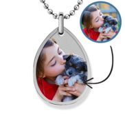 Stainless Steel Teardrop Photo Pendant w  24 inch Ball Chain