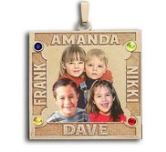 Square Photo Pendant w  4 Names Etched