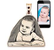 Antiqued Laser Carved Photo Outline Pendant or Charm