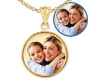 Petite Round Bezel Frame Photo Engraved Pendant