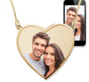 Heart with Border Photo Pendant Picture Charm with Two Loops