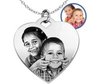 Antiqued Laser Carved Sterling Silver Photo Heart Necklace with 18  Necklace Included