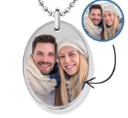 Stainless Steel Oval Photo Pendant w  24 inch Ball Chain