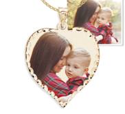 Small Heart Pendant with Diamond Cut Edge Photo Pendant Picture Charm