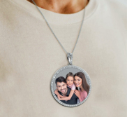 Photo Engraved XL Cubic Zirconia Pendant