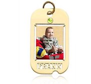 Dog Tag W  Name Cut  and Birthstone Photo Pendant Picture Charm