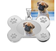 Photo Engraved Dog Bone Photo Pendant