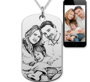 Stainless Steel Photo Dog Tag Photo Pendant w  24 inch Ball Chain