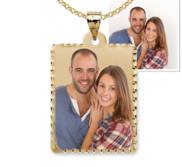 Petite Rectangle w  Diamond Cut Edge photo pendant charm