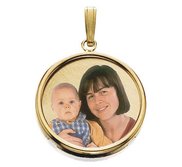 Small Round w  Bezel Frame  amp  Protective Crystal Photo Pendant