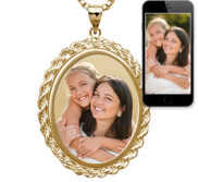 Oval with Rope Frame Photo Pendant Picture Charm