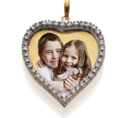 Medium Diamond Heart Photo Pendant Picture Charm