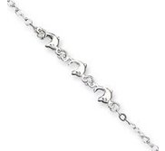 Sterling Silver 9  3 Dolphins Anklet