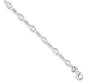 Sterling Silver Solid Polished Fancy Link Anklet