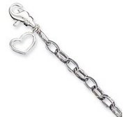 Sterling Silver Solid Polished Fancy Heart Anklet