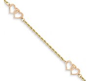 14k Two tone Double Heart Bracelet