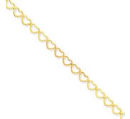 14k Polished Cut Out Heart Anklet