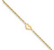 14k Open Heart Rope Anklet