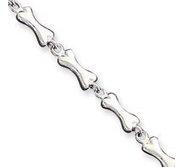 Sterling Silver Solid Polished Fancy Bone Link Anklet