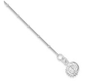 Sterling Silver Hollow 3 Dimensional Sun   Moon Anklet