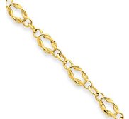 14k Solid Polished Fancy Link Anklet