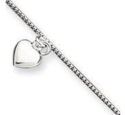 Sterling Silver Heart Anklet