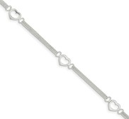 Sterling Silver Polished Heart Anklet