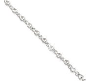 Sterling Silver Solid Polished Heart Link Anklet