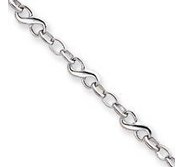 14k White Gold Hollow Polished Fancy Link Anklet