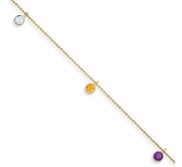 14k 9 Inch Multi colored Gemstone Anklet