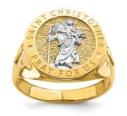 14K with Rhodium Saint Christopher Ring