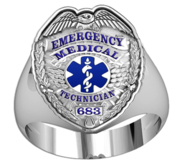 Personalized EMT Badge Ring with Your Badge Number