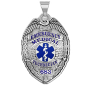 Personalized EMT Badge with Your Badge Number and Blue Enamel