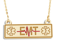 Personalized EMT Rectangle Pendant with Red Enamel and 18  Chain