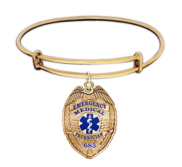 Personalized EMT Badge with Your Badge Number Expandable Bracelet