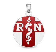 Sterling Silver RN Pendant W  Red Enamel