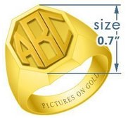 Octagonal Classic Embossed Monogram Ring