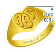 Heart Girls s Embossed Monogram Ring