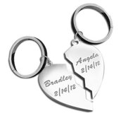 Engravable Sterling Silver Broken Heart Keychains