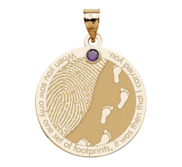 Custom Fingerprint Round Charm or Pendant with Footprints in the Sand quote